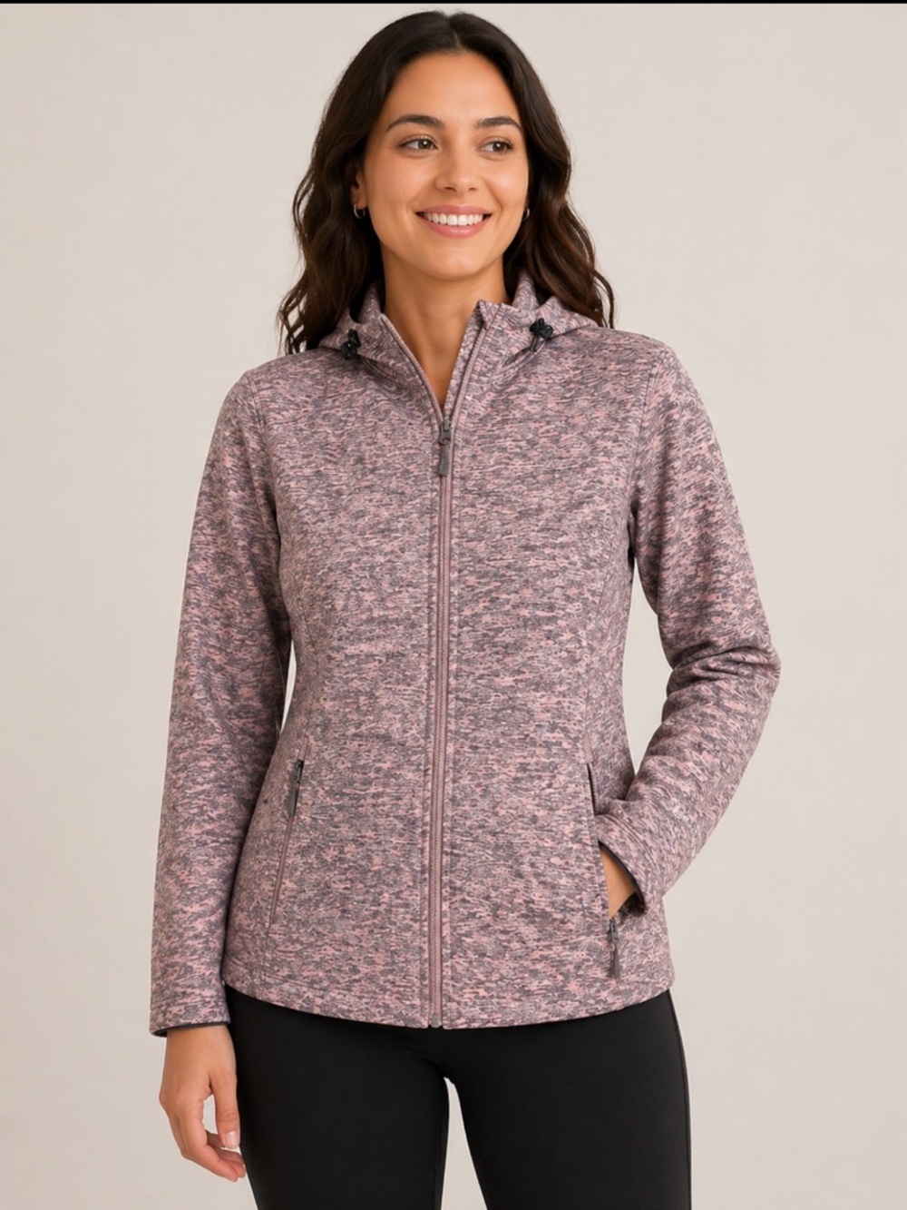 Free Country Heathered Mauve Full-Zip Hooded Utility Jacket